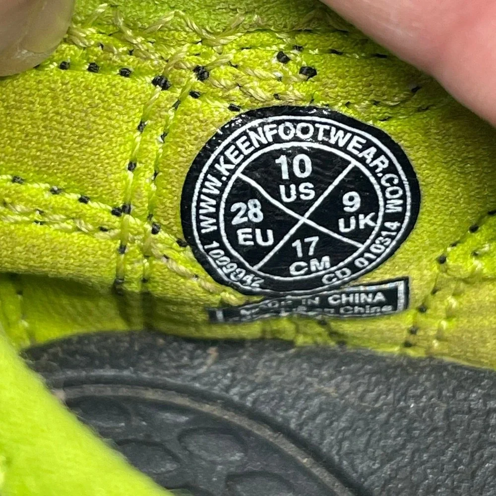 Keene Toddler Waterproof Shoes Black Neon Green Size US 10 Outdoor Hiking Trail